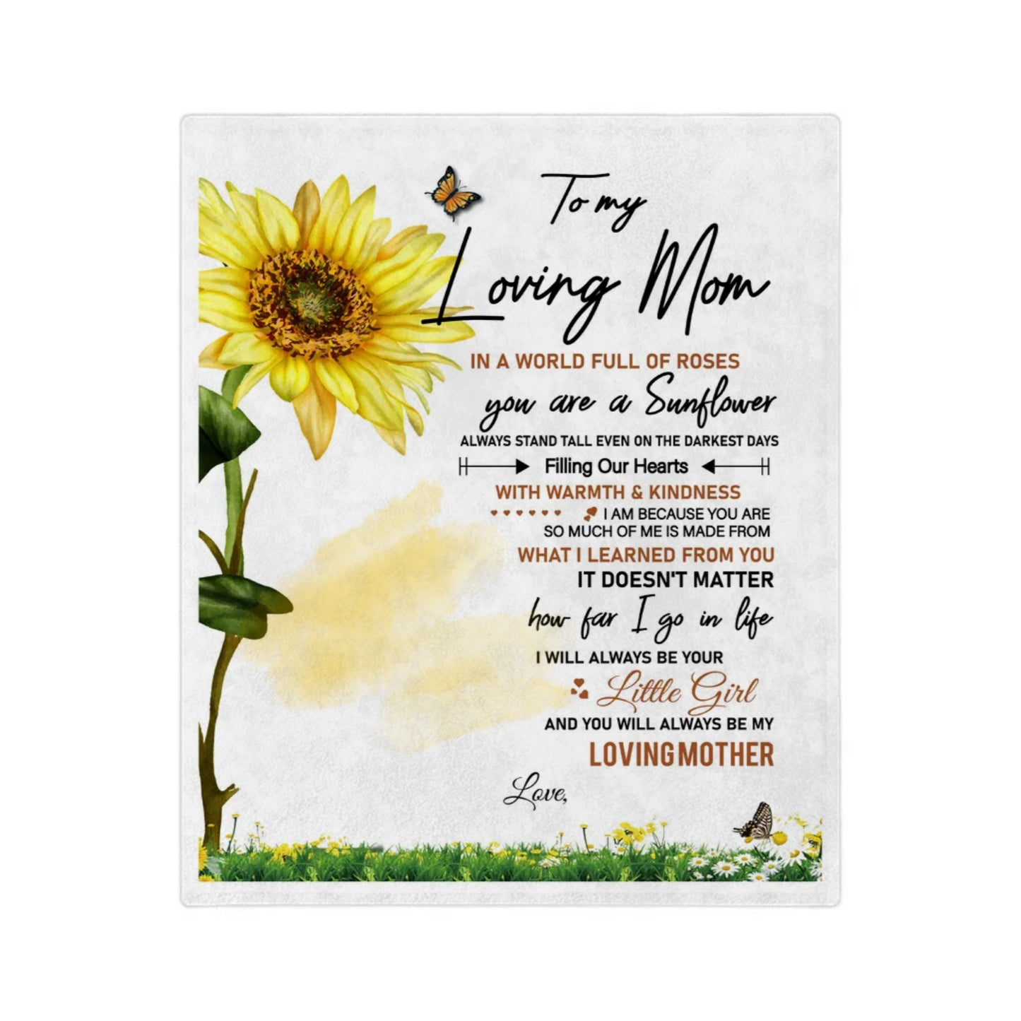 Mom, You are a Sunflower Velveteen Blanket