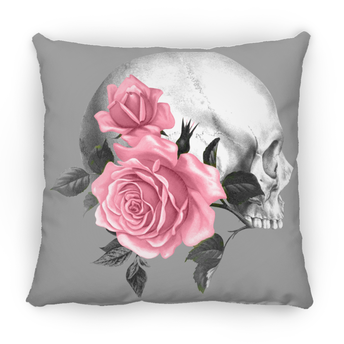 Gothic Rose Skull Small Square Pillow