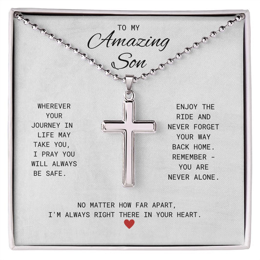 To My Son Cross Necklace Graduation Gift for Son From Mom To Son Men Jewelry Love From Mother To Son For Birthday Military Graduation Gift