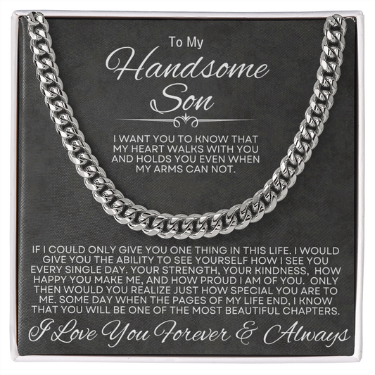 To My Handsome Son Adjustable Chain Necklace