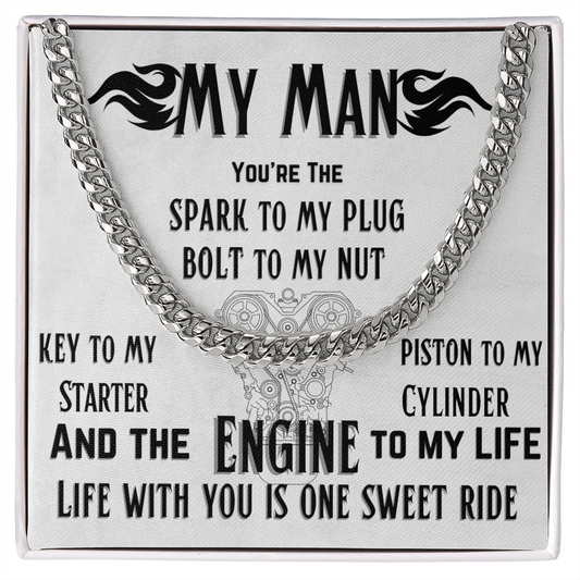 To My Man- Engine to my Life Chain Necklace