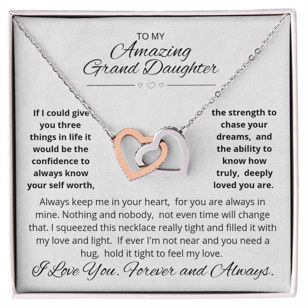 To My Amazing GrandDaughter Interlocking Hearts Necklace