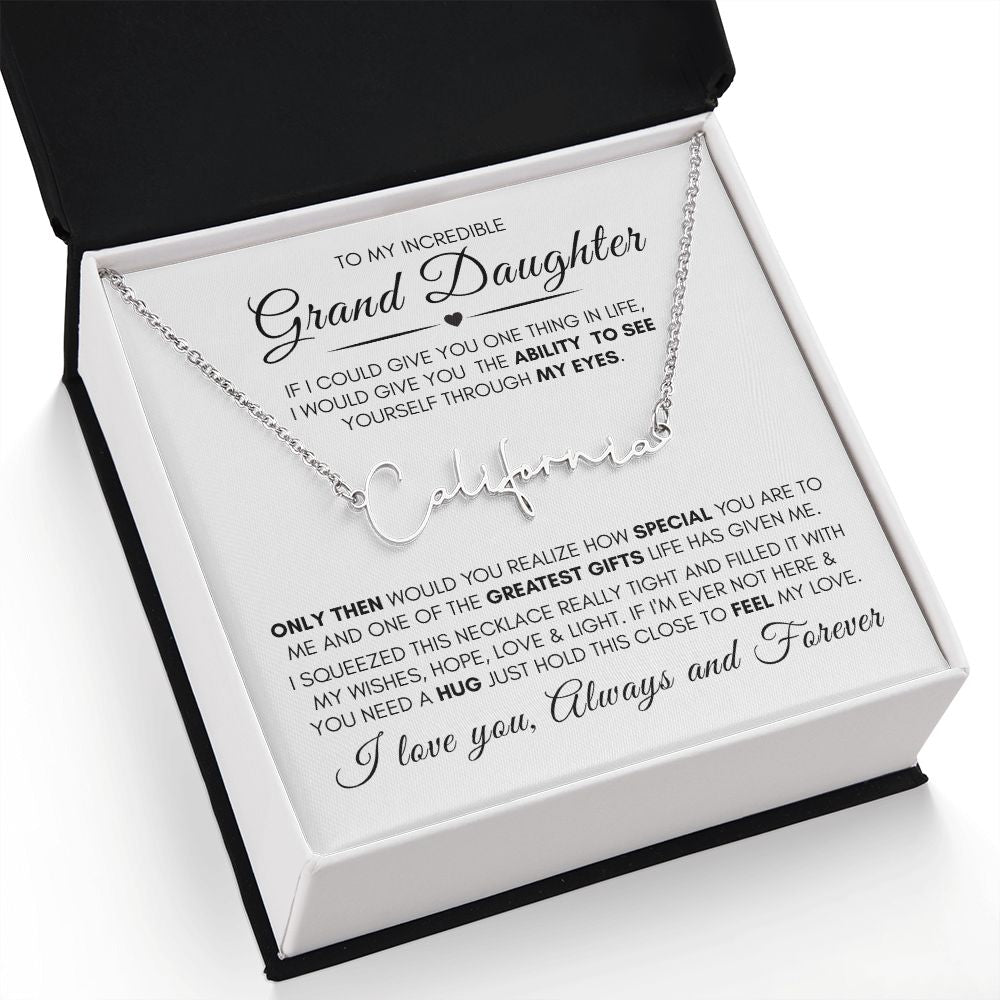 Granddaughter My Greatest Gift Custom Name Necklace