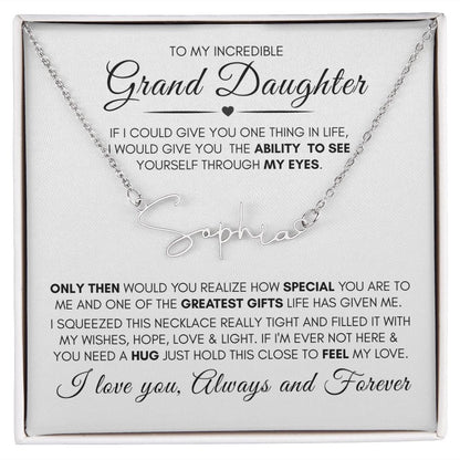 Granddaughter My Greatest Gift Custom Name Necklace