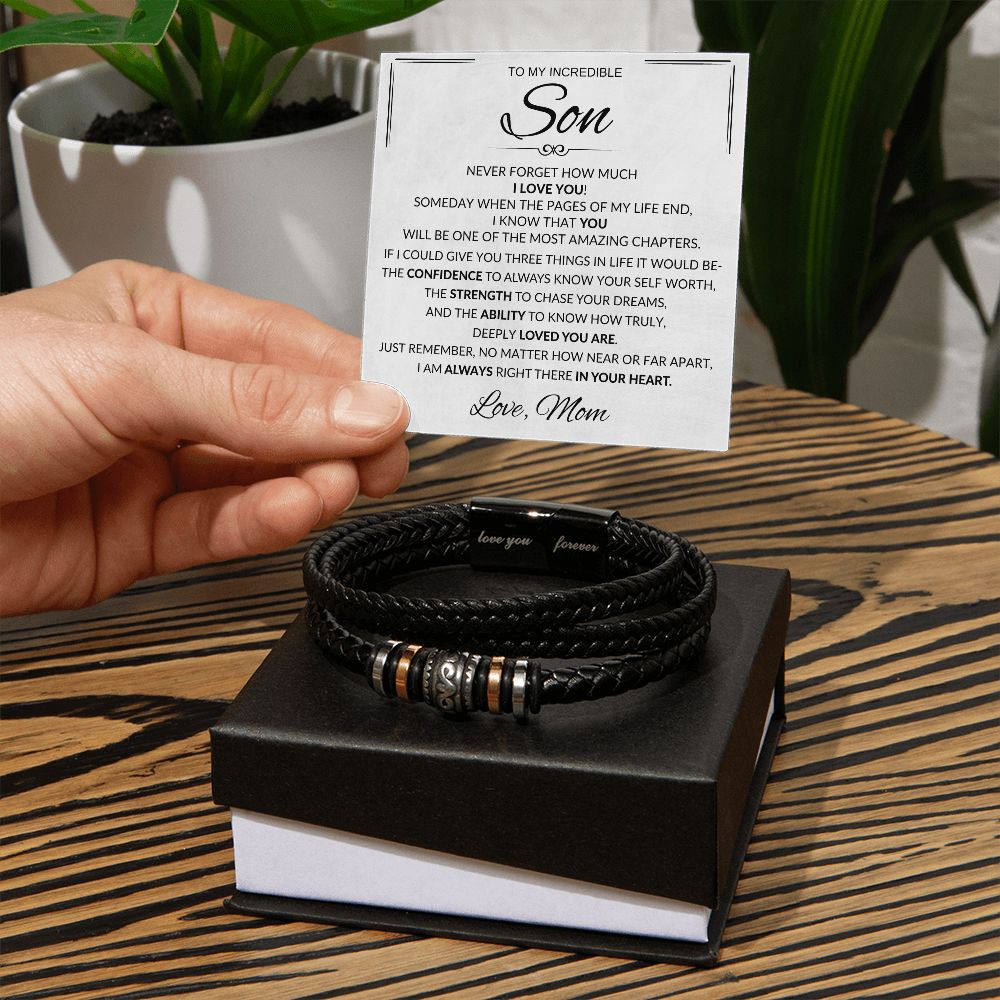 My Son- Give You Three Things in Life Engraved Bracelet