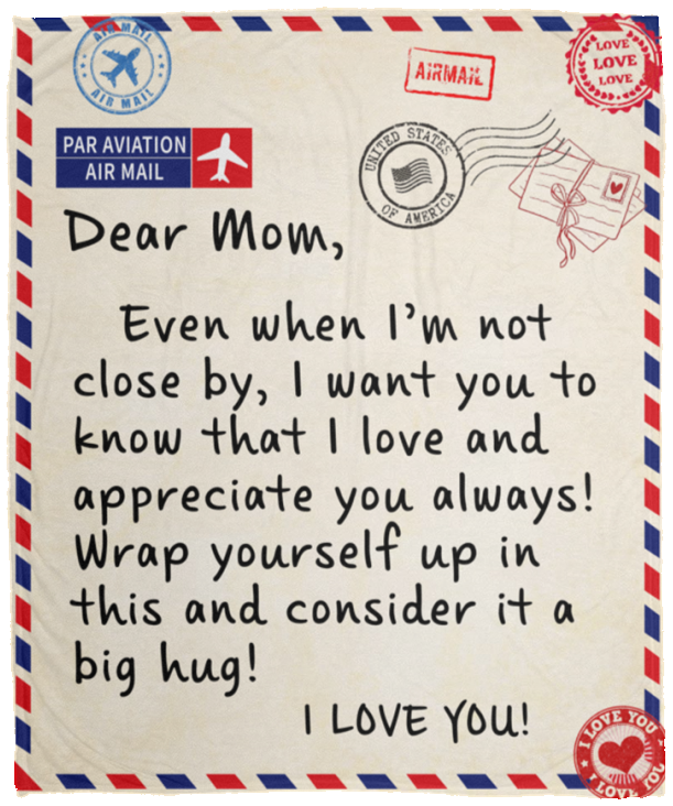 Dear Mom- Postage Cozy Plush Fleece Blanket - 50x60