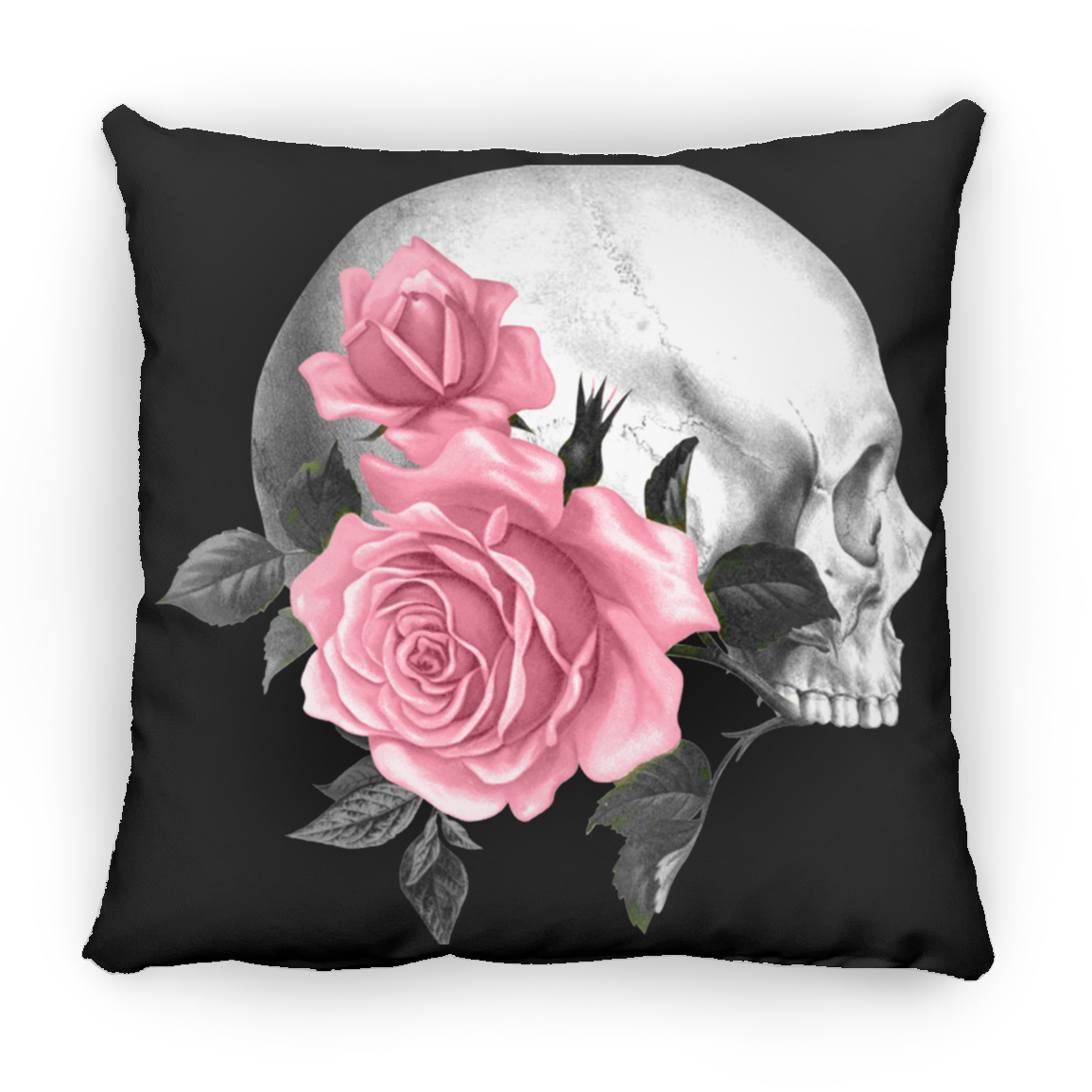 Gothic Rose Skull Small Square Pillow