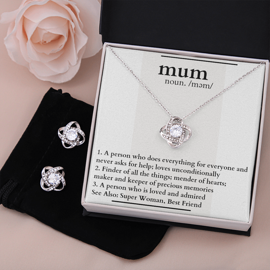 Definition of Mum Loveknot Earring & Necklace Set