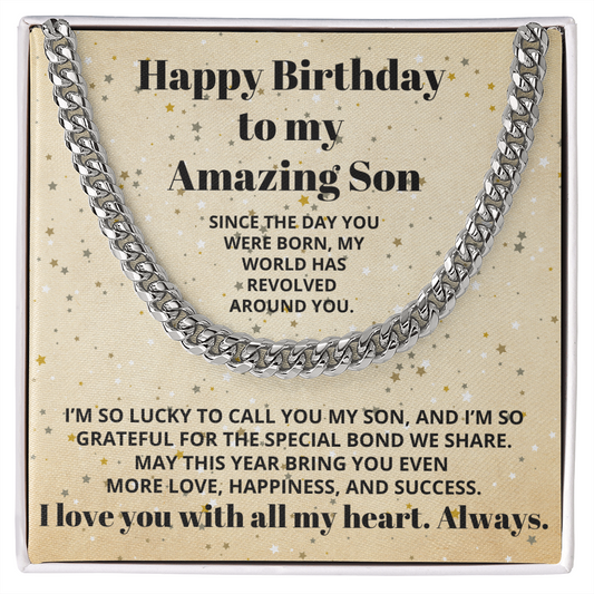 Happy Birthday Son Adjustable Chain Necklace