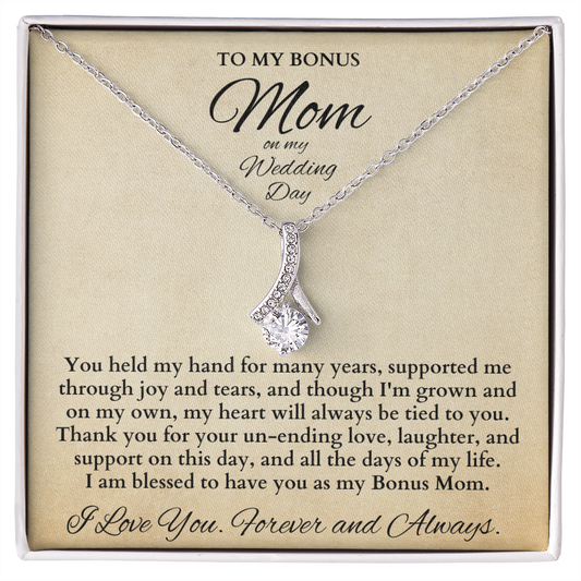 Bonus Mom Gift for Step Mother, Gift from Bride, step mom gift for stepmom necklace, step mom wedding gift, Bonus Mom on my Wedding Day