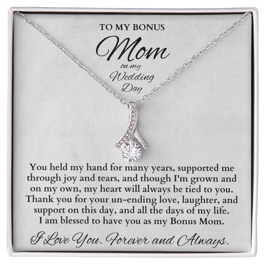 Bonus Mom Gift for Step Mother, Gift from Bride, step mom gift for stepmom necklace, step mom wedding gift, Bonus Mom on my Wedding Day