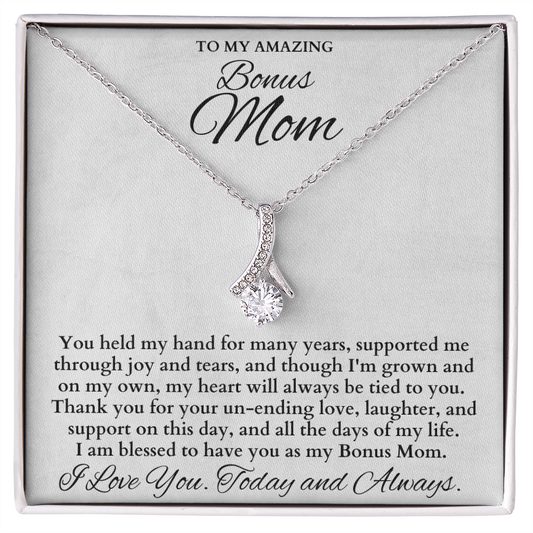 Bonus Mom Gift for Step Mother, Gift from Bride, step mom gift for stepmom necklace, step mom wedding gift, Bonus Mom on my Wedding Day