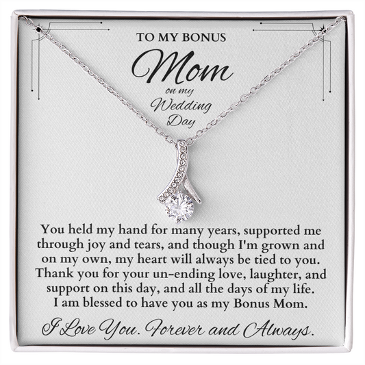 Bonus Mom Gift for Step Mother, Gift from Bride, step mom gift for stepmom necklace, step mom wedding gift, Bonus Mom on my Wedding Day