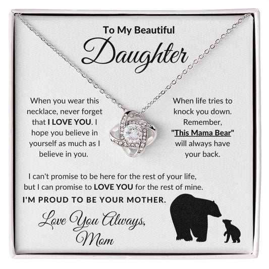 To Daughter Love Mama Bear Knot Necklace