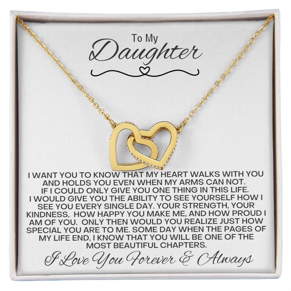 Daughter,  My Heart Holds You - Interlocking Hearts Necklace