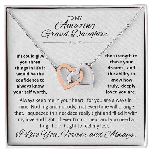 To My Amazing GrandDaughter Interlocking Hearts Necklace