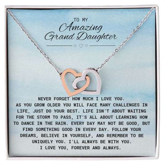 Amazing GrandDaughter Interlocking Hearts Necklace