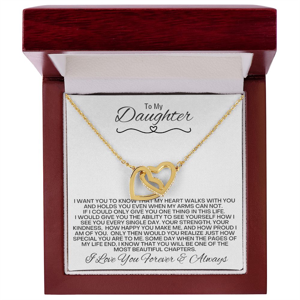 Daughter,  My Heart Holds You - Interlocking Hearts Necklace