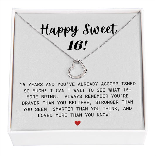Happy Sweet 16 Birthday Delicate Heart Necklace