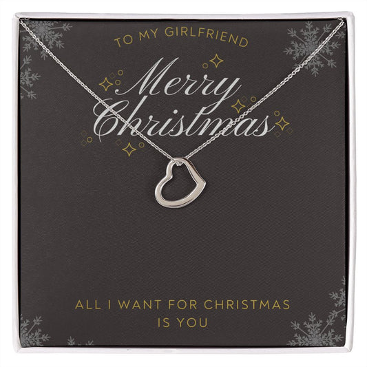 Merry Christmas Girlfriend Delicate Heart Necklace