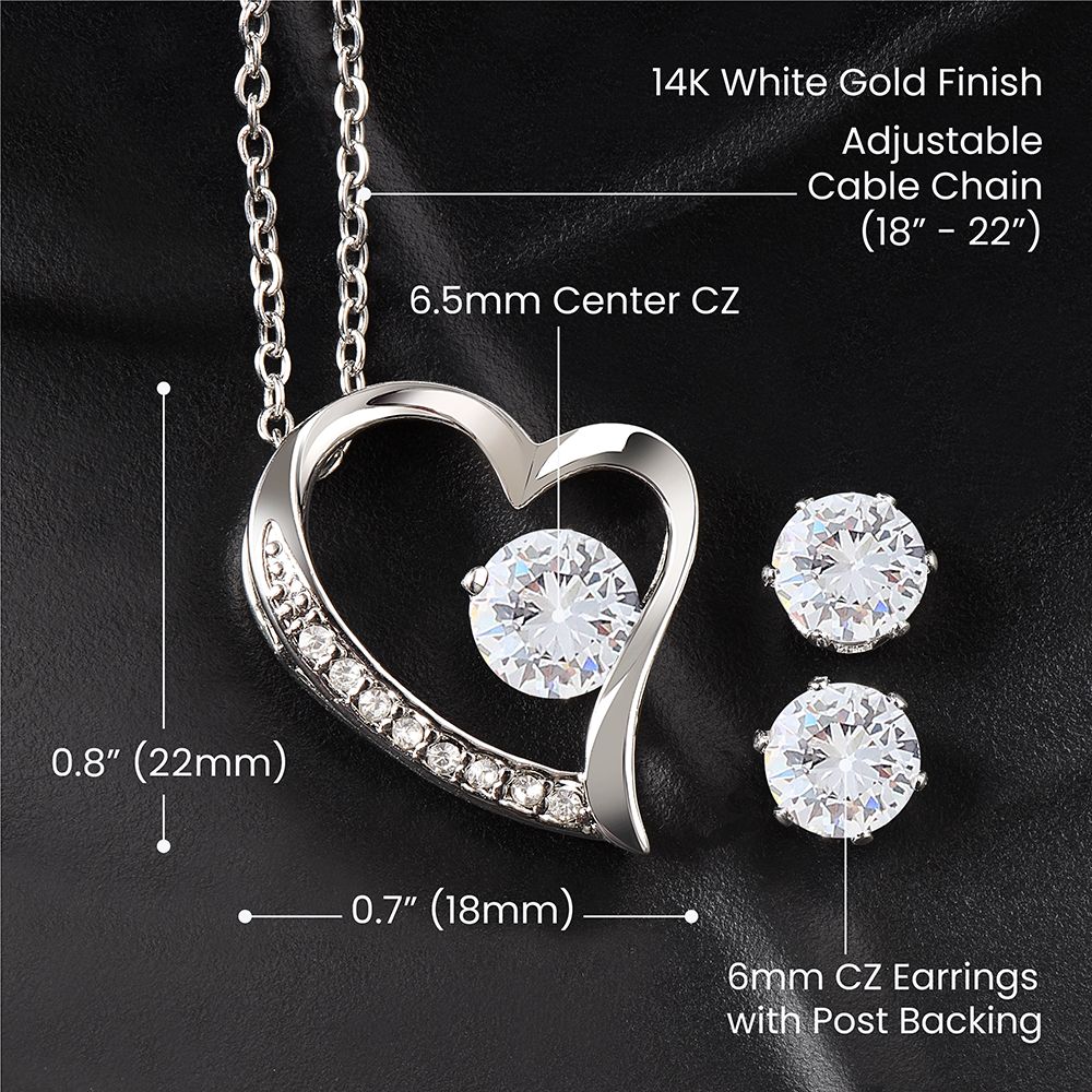 My Heart Forever Love Necklace and Earring Set