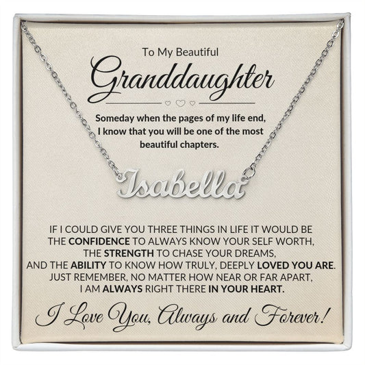 Granddaughter Three Things in Life Custom Name Necklace