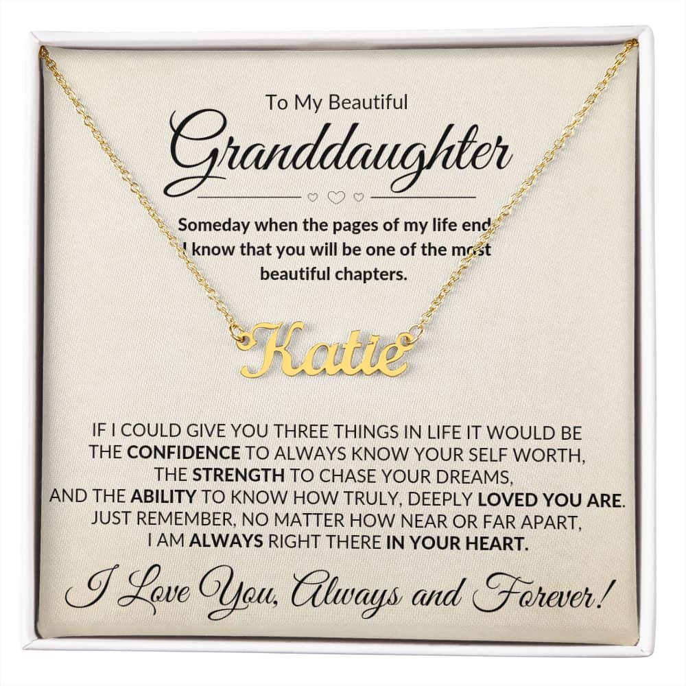 Granddaughter Three Things in Life Custom Name Necklace
