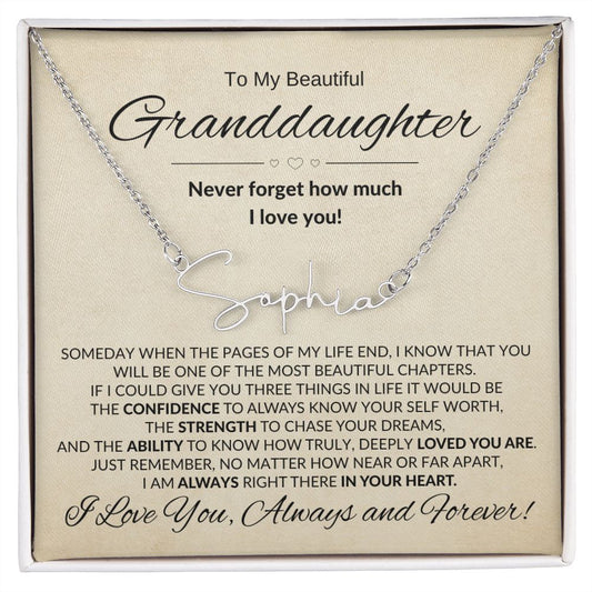 Granddaughter In Your Heart Custom Name Necklace