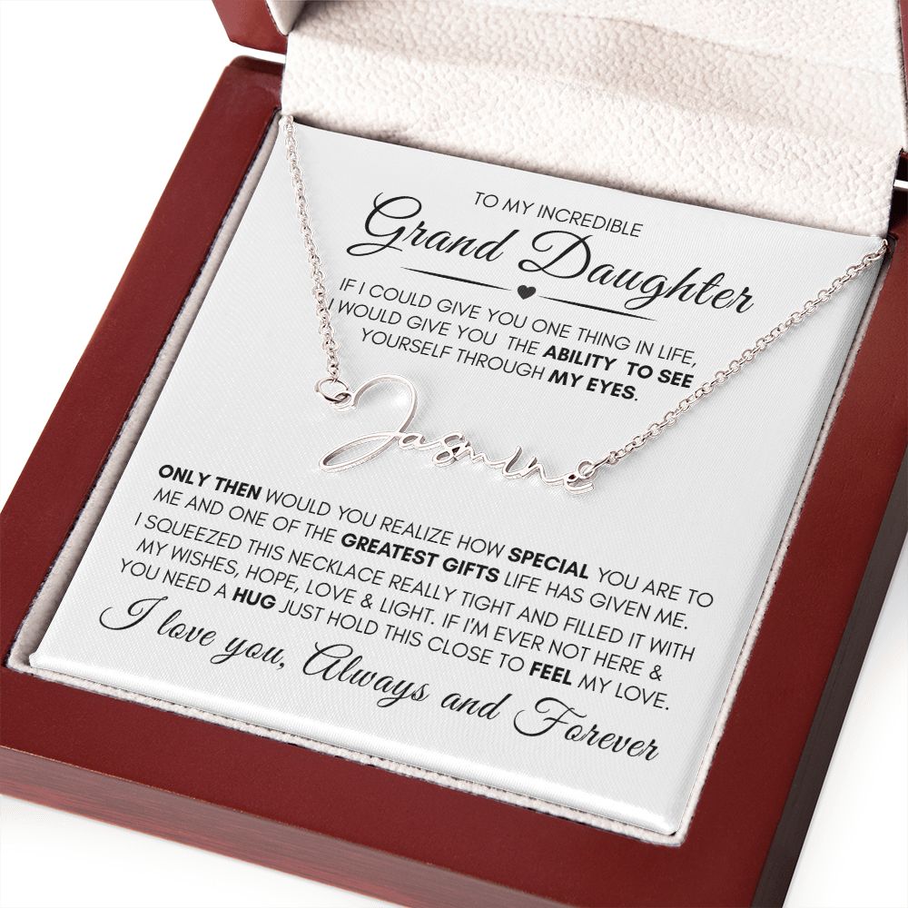 Granddaughter My Greatest Gift Custom Name Necklace