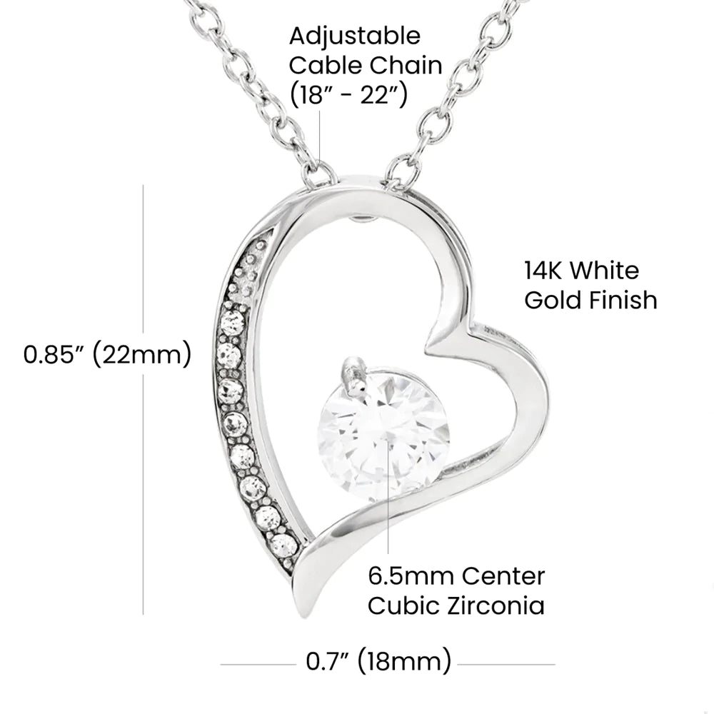 925 Sterling Silver Cubic Zirconia Mother and Daughter Forever Love Ne
