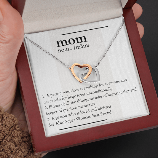 Definition of Mom Interlocking Hearts Necklace